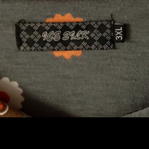 2for1 Ice Silk Gray w Orange Flowers Polyester/Spandex Dress womens XXL - Picture 3 of 8